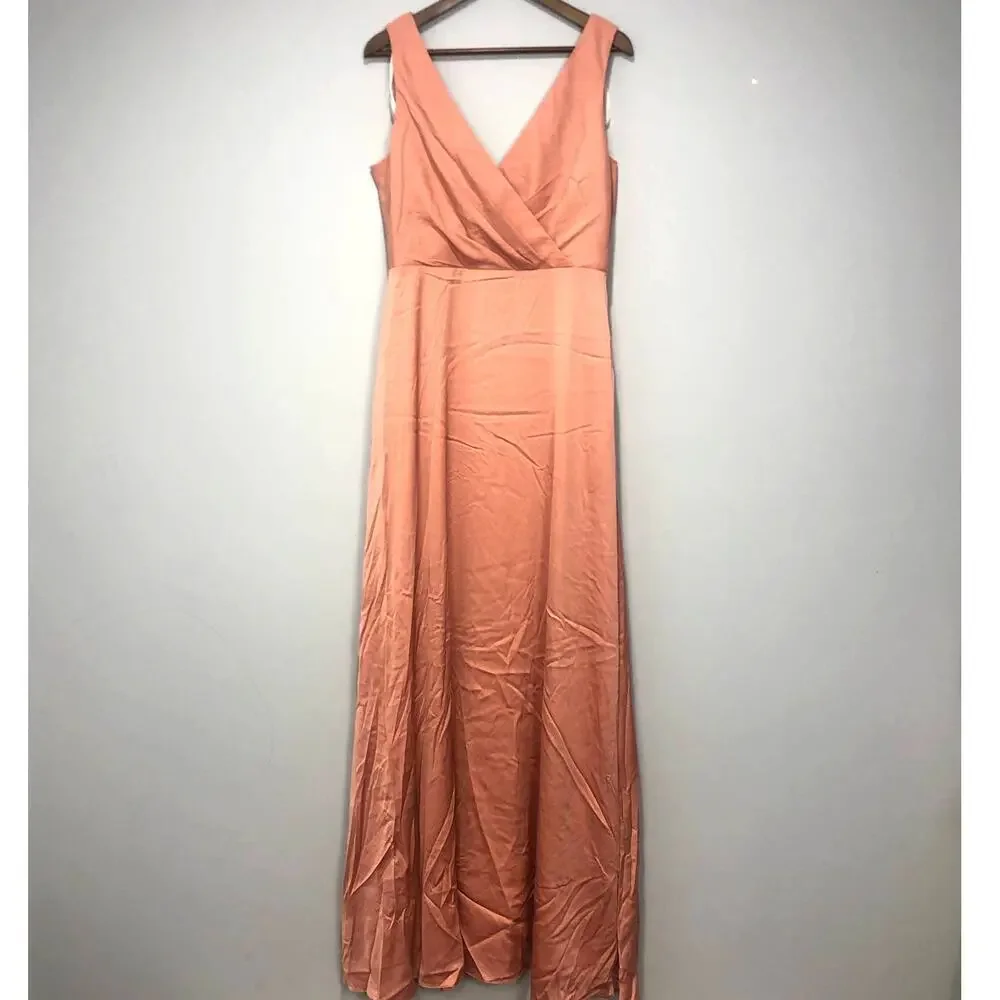 BHLDN x Donna Morgan Sabine Satin Maxi Mauve Dress US 10 - Picture 3 of 10